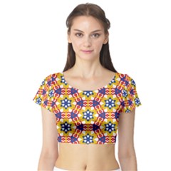 Wavey Shapes Pattern                                                              Short Sleeve Crop Top by LalyLauraFLM