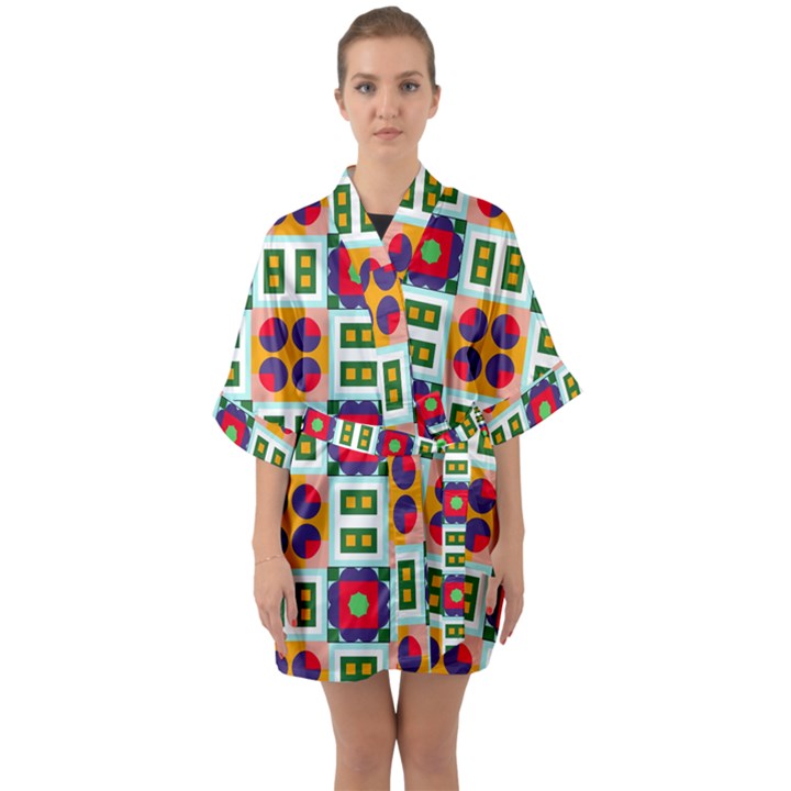 Shapes in shapes 2                                                                Quarter Sleeve Kimono Robe