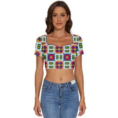 Shapes In Shapes 2                                                      Short Sleeve Square Neckline Crop Top by LalyLauraFLM