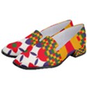 Red flowers and colorful squares                                                                Women s Classic Loafer Heels View2