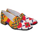 Red flowers and colorful squares                                                                Women s Classic Loafer Heels View3