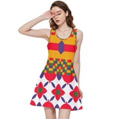 Red Flowers And Colorful Squares                                                                  Inside Out Racerback Dress by LalyLauraFLM