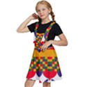 Red flowers and colorful squares                                                         Kids  Apron Dress View2