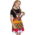 Red flowers and colorful squares                                                         Kids  Apron Dress View3