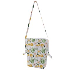 Flowers On A White Background Pattern                                                                    Folding Shoulder Bag by LalyLauraFLM