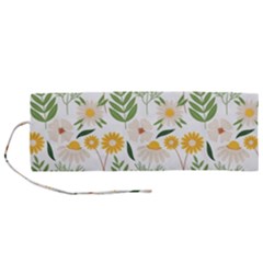 Flowers On A White Background Pattern                                                                 Roll Up Canvas Pencil Holder (m) by LalyLauraFLM