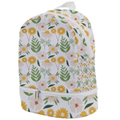 Flowers On A White Background Pattern                                                                Zip Bottom Backpack