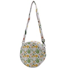 Flowers On A White Background Pattern                                                                Crossbody Circle Bag by LalyLauraFLM