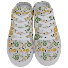 Flowers On A White Background Pattern                                                                  Women s Half Slippers by LalyLauraFLM