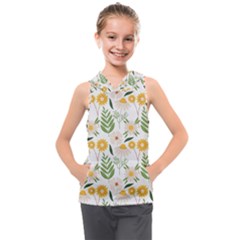 Flowers On A White Background Pattern                                                                 Kids  Sleeveless Hoodie by LalyLauraFLM