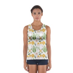 Flowers On A White Background Pattern                                                                    Women s Sport Tank Top by LalyLauraFLM