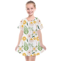 Flowers On A White Background Pattern                                                                 Kids  Smock Dress by LalyLauraFLM