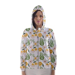 Flowers On A White Background Pattern                                                                    Hooded Wind Breaker (women) by LalyLauraFLM