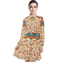 Ethnic-tribal-pattern-background Long Sleeve Chiffon Shirt Dress