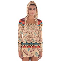 Ethnic-tribal-pattern-background Long Sleeve Hooded T-shirt by Vaneshart