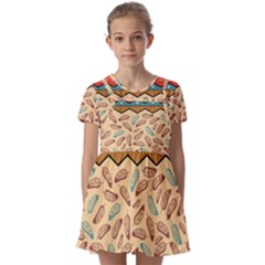 Ethnic-tribal-pattern-background Kids  Short Sleeve Pinafore Style Dress by Vaneshart