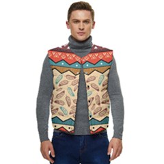 Ethnic-tribal-pattern-background Men s Short Button Up Puffer Vest	