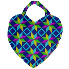 Colorful Stars Pattern                                                                     Giant Heart Shaped Tote by LalyLauraFLM