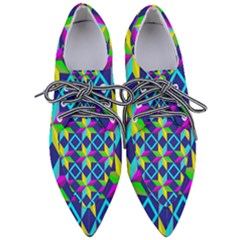 Colorful Stars Pattern                                                                  Women s Pointed Oxford Shoes by LalyLauraFLM