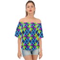 Colorful stars pattern                                                                    Off Shoulder Short Sleeve Top View1