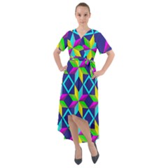 Colorful Stars Pattern                                                                       Front Wrap High Low Dress