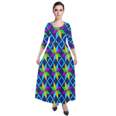 Colorful Stars Pattern                                                                       Quarter Sleeve Maxi Velour Dress by LalyLauraFLM