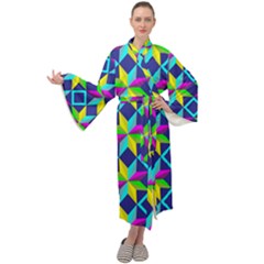 Colorful Stars Pattern                                                                  Maxi Tie Front Velour Kimono by LalyLauraFLM