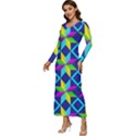 Colorful stars pattern                                                           Long Sleeve Velour Longline Maxi Dress View2