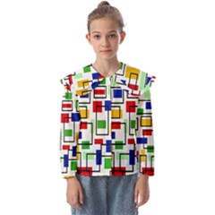 Colorful Rectangles                                     Kids  Peter Pan Collar Blouse by LalyLauraFLM