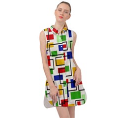 Colorful Rectangles                                                                         Sleeveless Shirt Dress by LalyLauraFLM