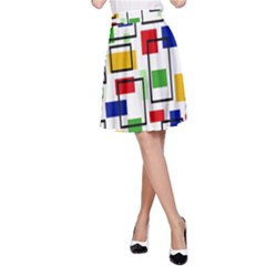 Colorful Rectangles                                                                      A-line Skater Skirt by LalyLauraFLM