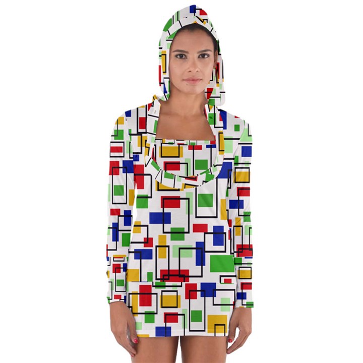 Colorful rectangles                                                                      Women s Long Sleeve Hooded T-shirt