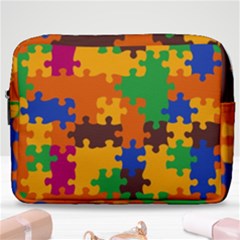 Retro Colors Puzzle Pieces                                                                        Make Up Pouch (large) by LalyLauraFLM