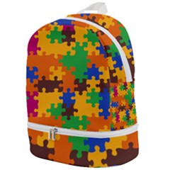 Retro Colors Puzzle Pieces                                                                    Zip Bottom Backpack by LalyLauraFLM