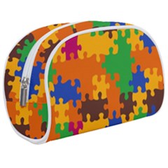 Retro Colors Puzzle Pieces                                                                   Makeup Case (medium) by LalyLauraFLM