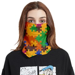 Retro Colors Puzzle Pieces                                                                   Face Covering Bandana (two Sides) by LalyLauraFLM