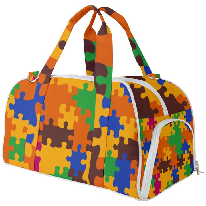 Retro colors puzzle pieces                                                                    Burner Gym Duffel Bag