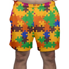 Retro Colors Puzzle Pieces                                                               Men s Shorts