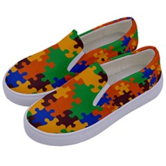 Retro Colors Puzzle Pieces                                                                       Kids  Canvas Slip Ons by LalyLauraFLM