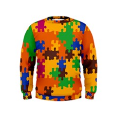 Retro Colors Puzzle Pieces                                                                         Kid s Sweatshirt by LalyLauraFLM