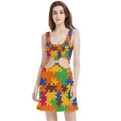 Retro Colors Puzzle Pieces                                                                         Velvet Cutout Dress by LalyLauraFLM