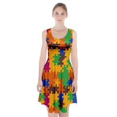 Retro Colors Puzzle Pieces                                                                            Racerback Midi Dress by LalyLauraFLM