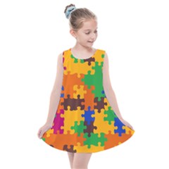 Retro Colors Puzzle Pieces                                                                     Kids  Summer Dress by LalyLauraFLM