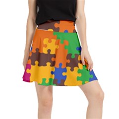 Retro Colors Puzzle Pieces                                                                       Waistband Skirt by LalyLauraFLM