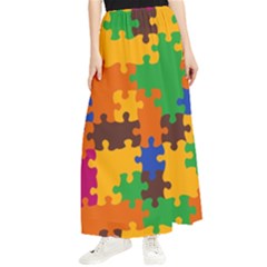 Retro Colors Puzzle Pieces                                                                       Maxi Chiffon Skirt by LalyLauraFLM