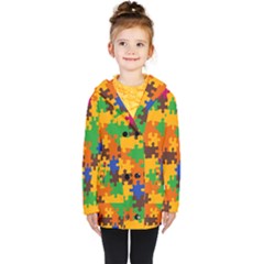 Retro Colors Puzzle Pieces                                                                        Kids  Double Breasted Button Coat by LalyLauraFLM