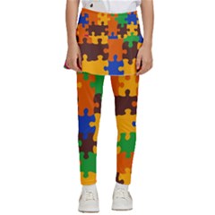 Retro Colors Puzzle Pieces                            Kids  Skirted Pants by LalyLauraFLM