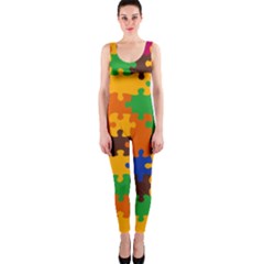 Retro Colors Puzzle Pieces                                                                        Onepiece Catsuit by LalyLauraFLM