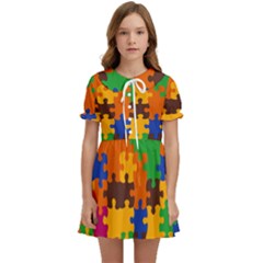 Retro Colors Puzzle Pieces                                                              Kids  Sweet Collar Dress by LalyLauraFLM