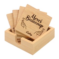 Personalized Hand Love Thank You Name - Bamboo Coaster Set